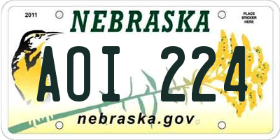 NE license plate AOI224