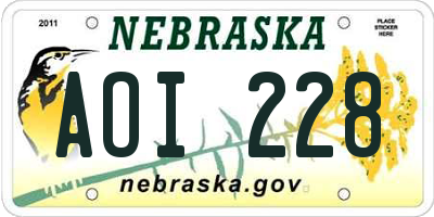 NE license plate AOI228