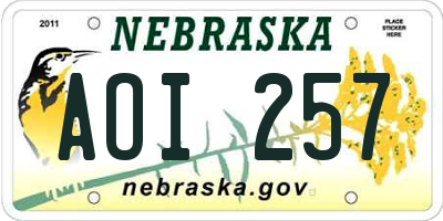 NE license plate AOI257