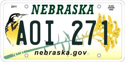 NE license plate AOI271