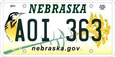 NE license plate AOI363