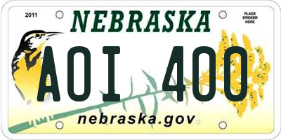 NE license plate AOI400