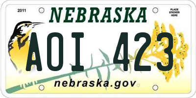 NE license plate AOI423