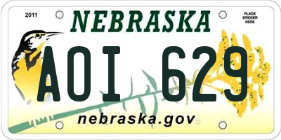 NE license plate AOI629