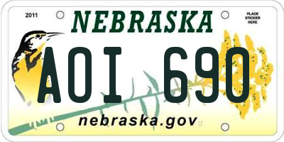 NE license plate AOI690