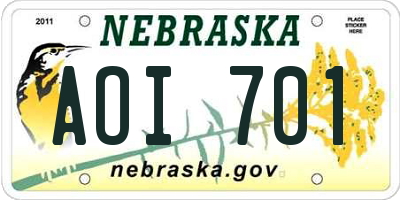 NE license plate AOI701