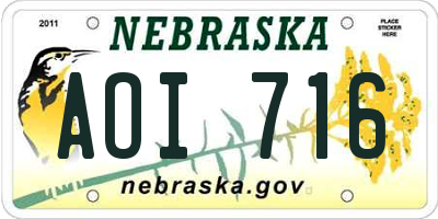 NE license plate AOI716