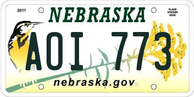 NE license plate AOI773