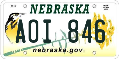 NE license plate AOI846