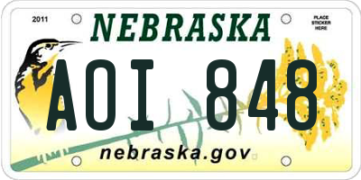 NE license plate AOI848