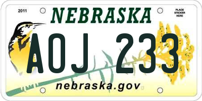 NE license plate AOJ233