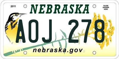NE license plate AOJ278