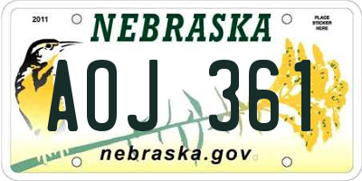 NE license plate AOJ361
