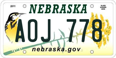 NE license plate AOJ778