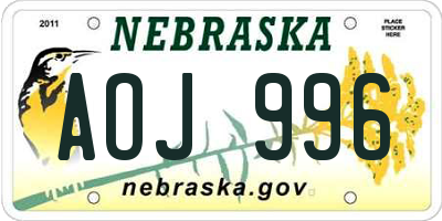 NE license plate AOJ996