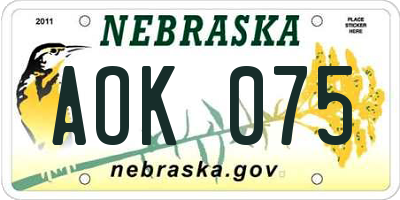 NE license plate AOK075