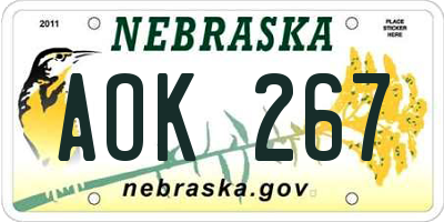 NE license plate AOK267