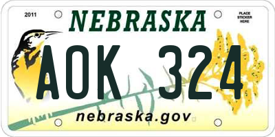 NE license plate AOK324