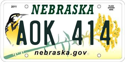 NE license plate AOK414