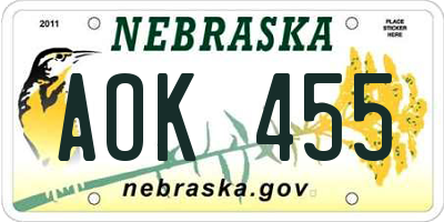 NE license plate AOK455