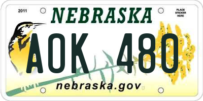 NE license plate AOK480