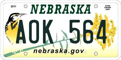 NE license plate AOK564