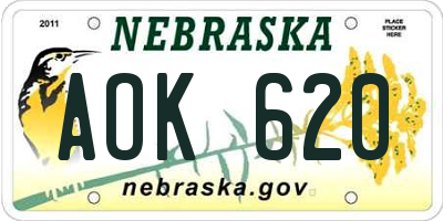 NE license plate AOK620