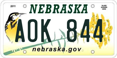 NE license plate AOK844