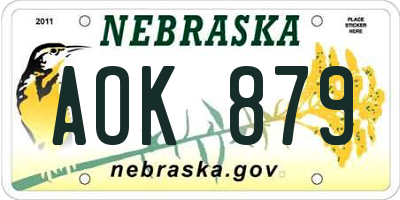 NE license plate AOK879