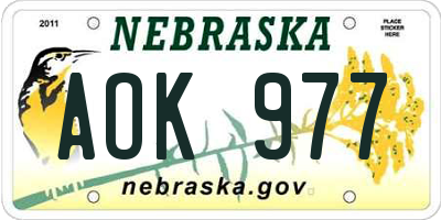 NE license plate AOK977