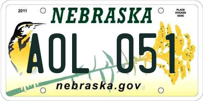 NE license plate AOL051