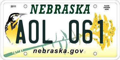 NE license plate AOL061