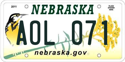 NE license plate AOL071