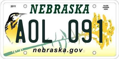 NE license plate AOL091
