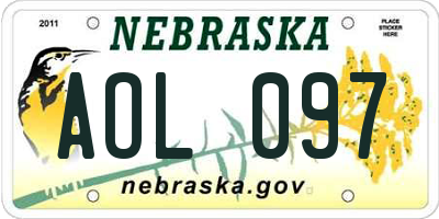 NE license plate AOL097