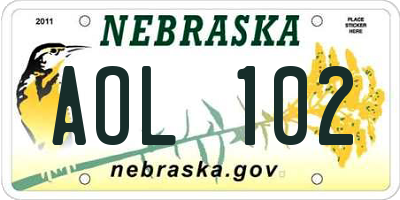 NE license plate AOL102