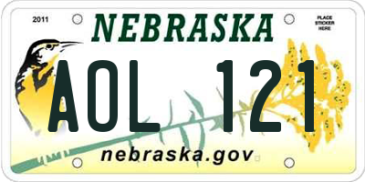NE license plate AOL121