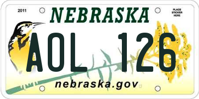NE license plate AOL126