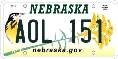 NE license plate AOL151