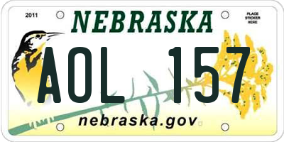 NE license plate AOL157