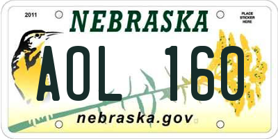 NE license plate AOL160