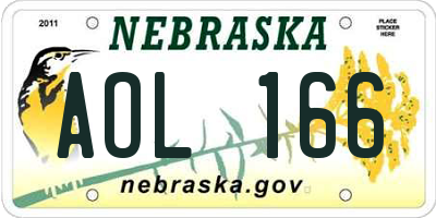 NE license plate AOL166