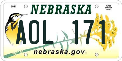 NE license plate AOL171