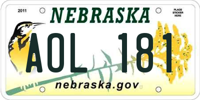 NE license plate AOL181