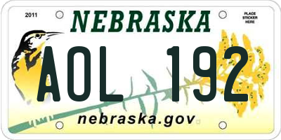 NE license plate AOL192