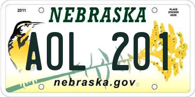 NE license plate AOL201