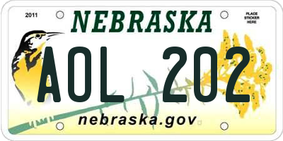 NE license plate AOL202