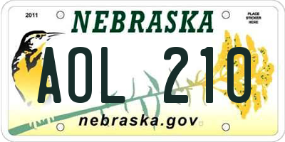NE license plate AOL210