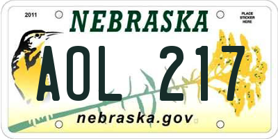 NE license plate AOL217