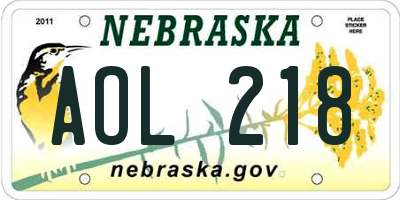 NE license plate AOL218